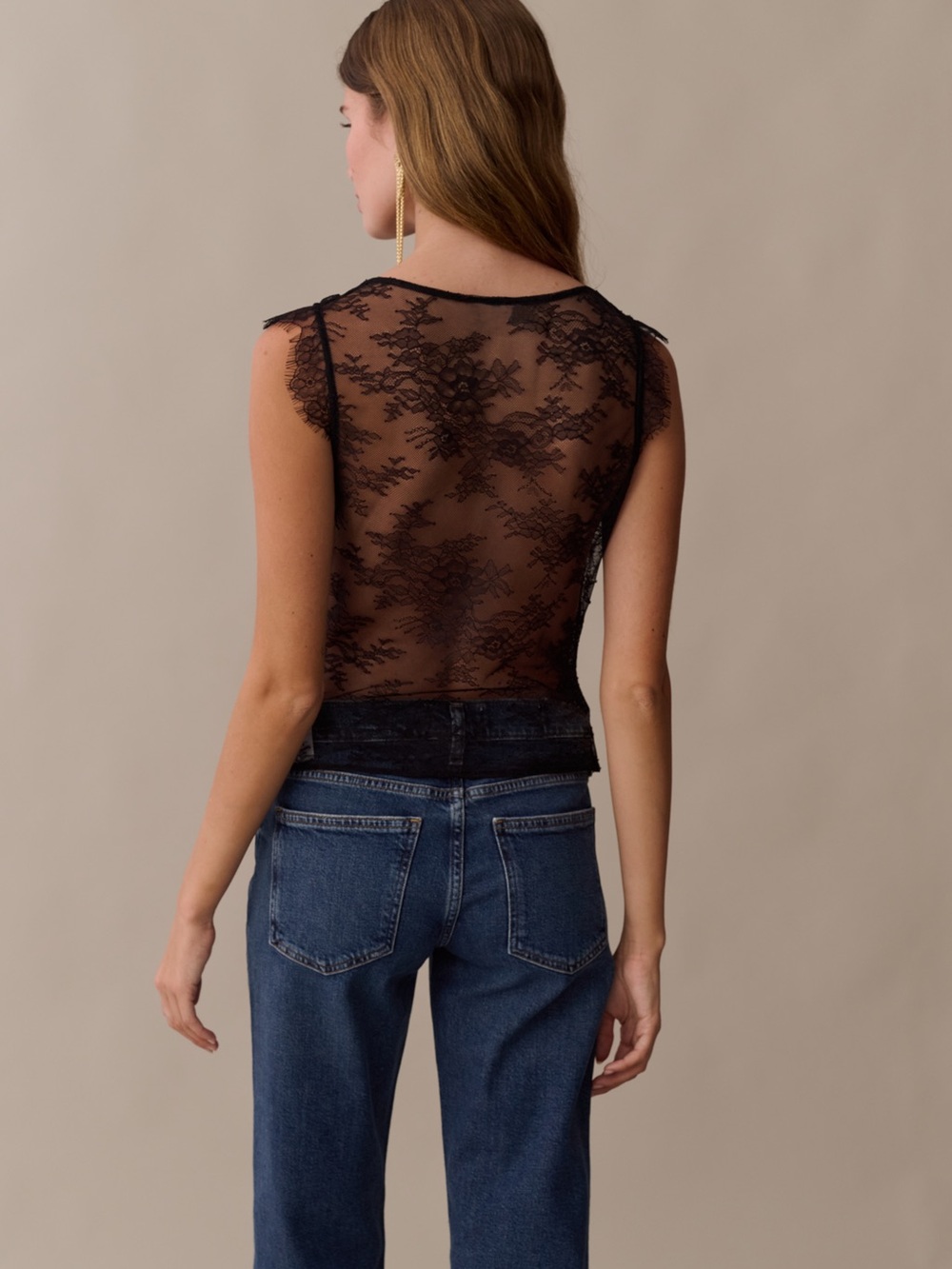 O.p.t. Clarissa top Size 4 Sheer Lace Sleeveless Top - Black NWT - Picture 4 of 11